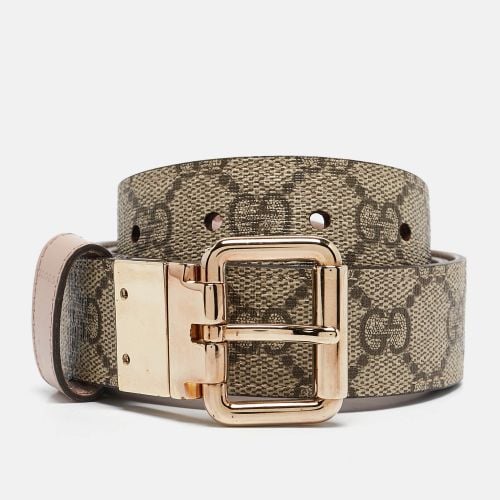 Gucci Pink/Beige GG Supreme Canvas and Leather Buckle Reversible Belt - Gucci - Modalova