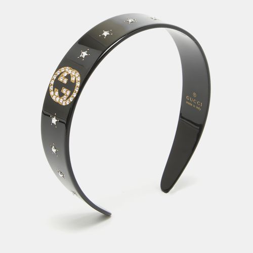 Gucci Black Crystals Embellished Resin Headband - Gucci - Modalova