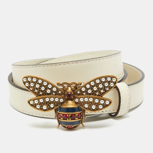 Gucci White Leather Queen Margaret Slim Belt 75CM - Gucci - Modalova