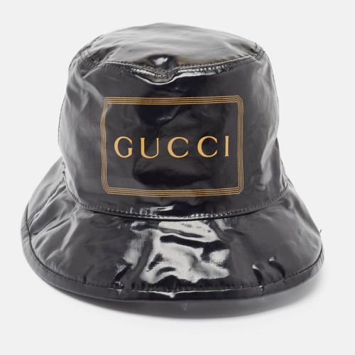 Gucci Black Logo Print Coated Cotton Bucket Hat M - Gucci - Modalova