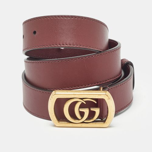 Leather Framed Double G Buckle Belt 85 CM - Gucci - Modalova