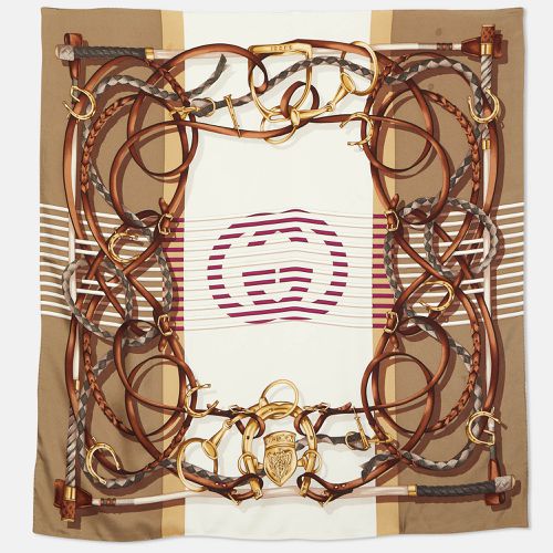 Gucci Brown GG Stirrup Print Silk Scarf - Gucci - Modalova