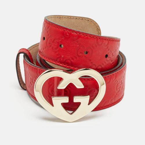 Gucci Red Guccissima Leather Lovely Heart Buckle Belt 90 CM - Gucci - Modalova