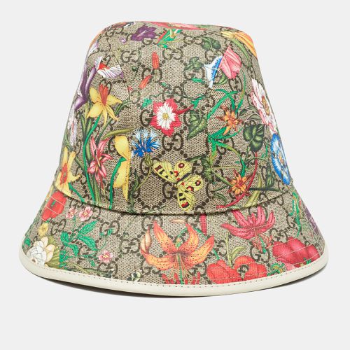 Gucci Multicolor GG Floral Print Coated Canvas Leather Trimmed Bucket Hat L - Gucci - Modalova