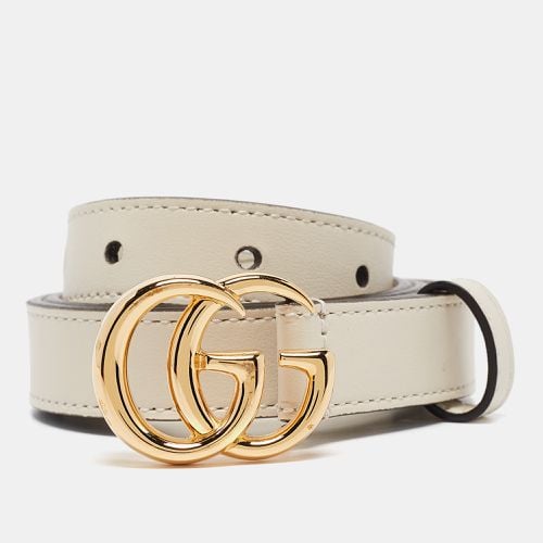 Gucci Off White Leather GG Marmont Buckle Slim Belt 75 CM - Gucci - Modalova