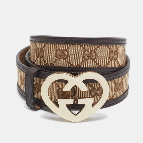 Gucci Beige/Brown GG Canvas and Leather Lovely Heart Buckle Belt 100 CM - Gucci - Modalova