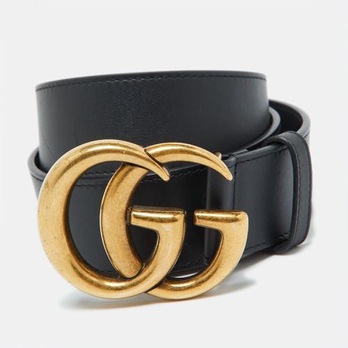 Gucci Black Leather GG Maramont Buckle Belt 85CM - Gucci - Modalova