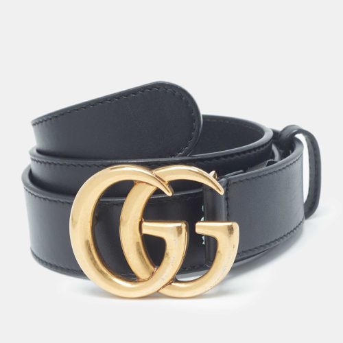 Gucci Black Leather GG Marmont Buckle Belt 75 CM - Gucci - Modalova