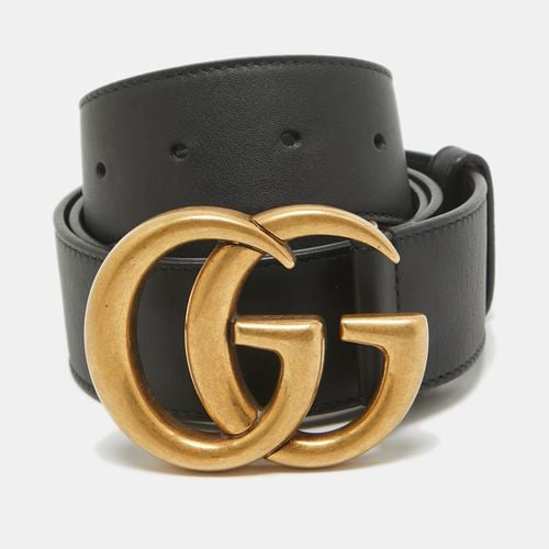 Gucci Black Leather GG Marmont Buckle Belt 85CM - Gucci - Modalova