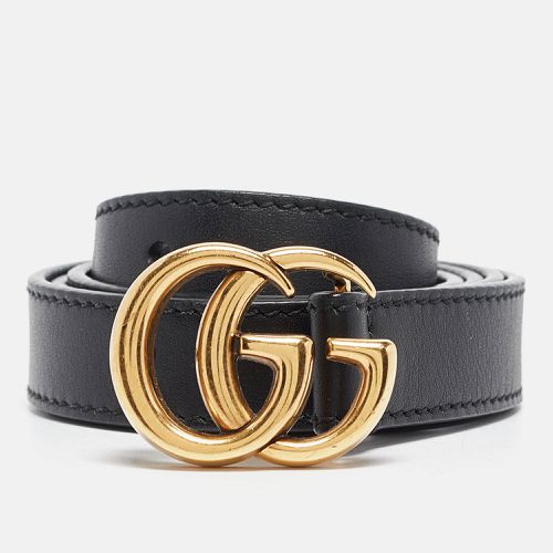 Gucci Black Leather GG Marmont Slim Buckle Belt 80CM - Gucci - Modalova