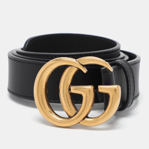 Gucci Black Leather GG Marmont Buckle Belt 85CM - Gucci - Modalova