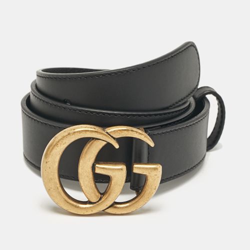 Gucci Black Leather GG Marmont Buckle Belt 80 CM - Gucci - Modalova