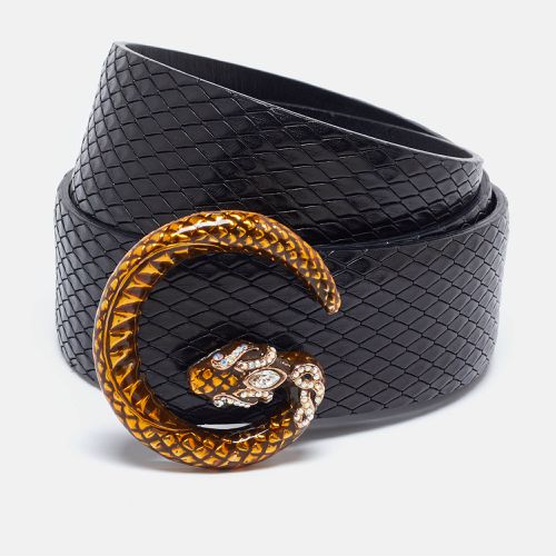 Gucci Black Snakeskin Embossed Leather G Serpent Buckle Belt 80CM - Gucci - Modalova