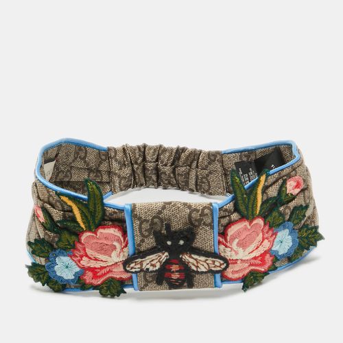 Gucci Brown Guccissima Bee & Floral Appliqué Silk Headband - Gucci - Modalova