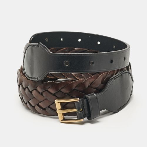 Gucci Brown/Black Braided Leather Buckle Belt 85 CM - Gucci - Modalova