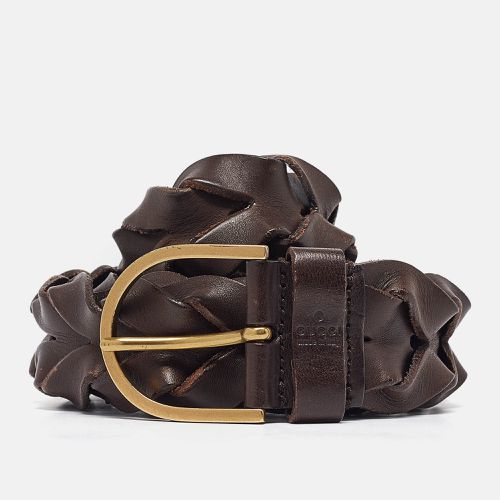 Gucci Brown Braided Leather Buckle Belt 90 CM - Gucci - Modalova