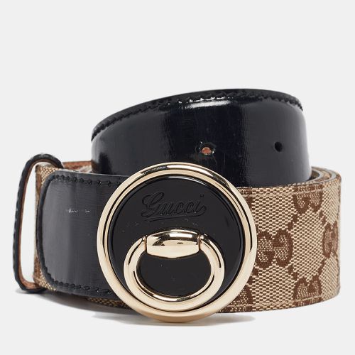 Gucci Black/Beige GG Canvas and Patent Leather Full Moon Belt 85CM - Gucci - Modalova