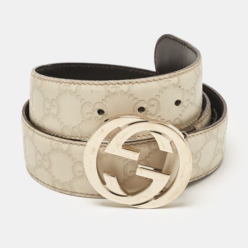 Off ssima Leather Interlocking G Buckle Belt 85CM - Gucci - Modalova