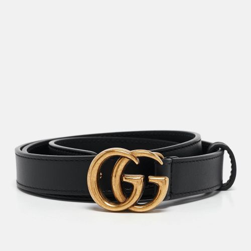 Gucci Black Leather GG Marmont Slim Belt 80 CM - Gucci - Modalova