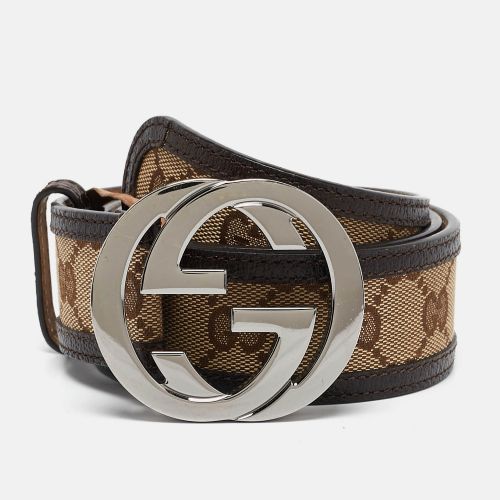 Gucci Beige/Brown GG Canvas and Leather Interlocking G Buckle Belt 80 CM - Gucci - Modalova