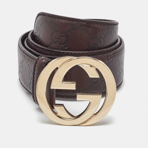 Gucci Brown Guccissima Leather Interlocking G Buckle Belt 80CM - Gucci - Modalova