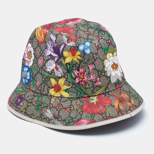 GG Floral Print Coated Canvas Bucket Hat L - Gucci - Modalova