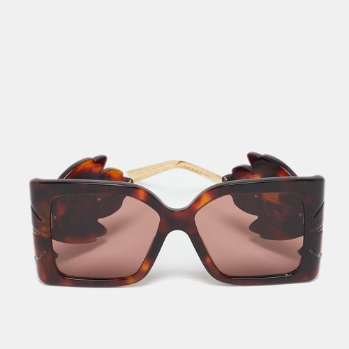 Gucci Tortoise Brown GG0535S Leaf Motif Oversized Sunglasses - Gucci - Modalova