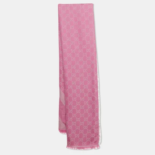 Gucci Pink GG Jacquard Wool Blend Scarf - Gucci - Modalova