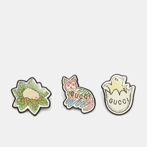 Gucci Resin Cat Chick & Cabbage Lapel Pin Set of 3 - Gucci - Modalova