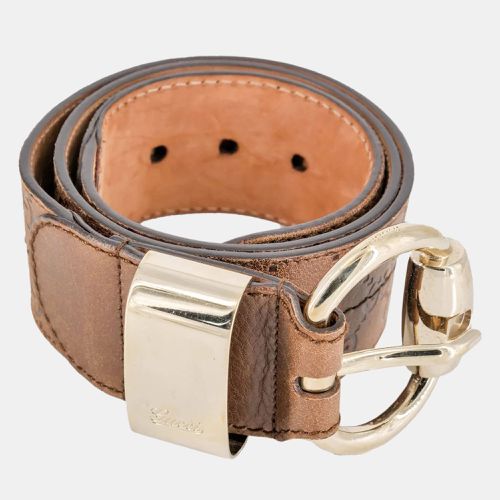 Gucci Brown Leather Guccissima Wide Buckle Belt - Gucci - Modalova