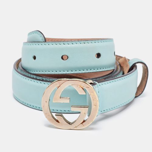 Gucci Green Leather Interlocking G Buckle Slim Belt 85CM - Gucci - Modalova