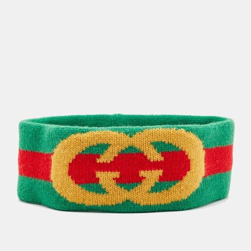 Gucci Green Web Stripe Wool Knit Interlocking Logo Head Band M - Gucci - Modalova