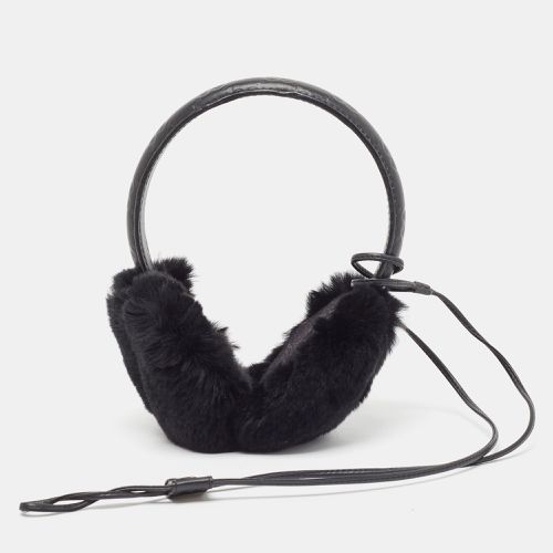 Gucci Black GG Embossed Leather & Fur Earmuffs - Gucci - Modalova