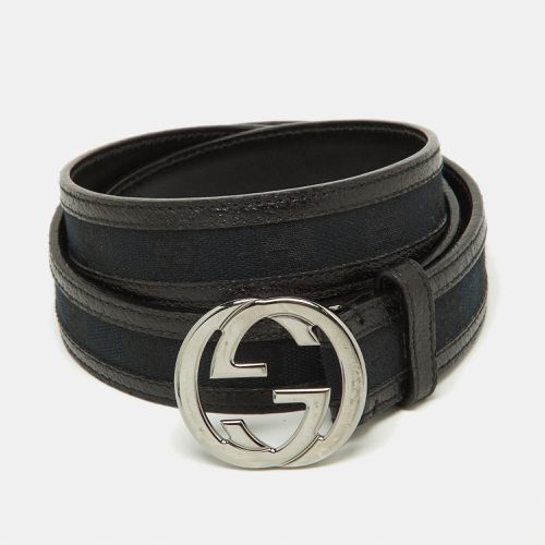 Gucci Black GG Canvas and Leather Interlocking G Buckle Belt 105CM - Gucci - Modalova