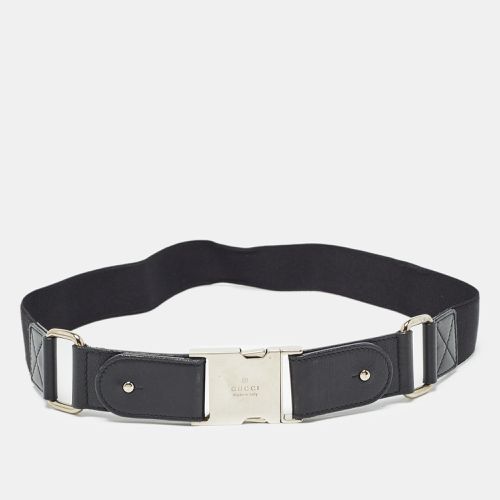 Gucci Black Elastic Band and Leather Logo Belt 80CM - Gucci - Modalova