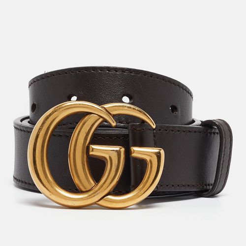 Gucci Dark Brown Leather GG Marmont Belt 85CM - Gucci - Modalova