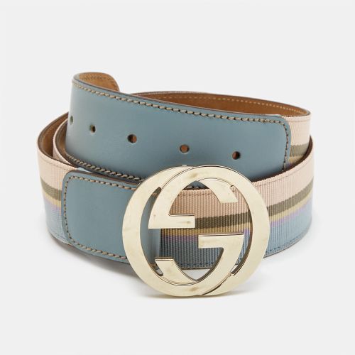 Gucci Multicolor Stripe Canvas and Leather Interlocking G Buckle Belt 85CM - Gucci - Modalova