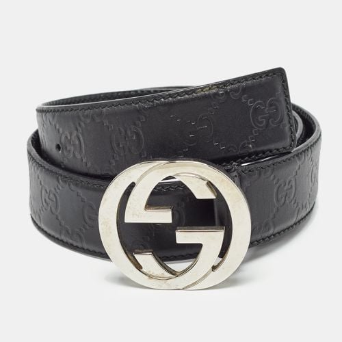 Gucci Black Guccissima Leather Interlocking G Buckle Belt 90CM - Gucci - Modalova