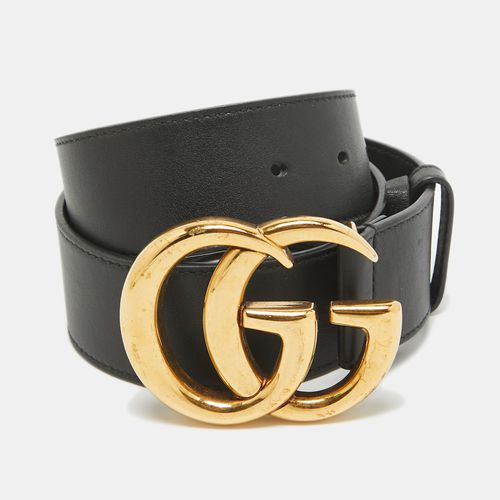 Gucci Black Leather GG Marmont Buckle Belt 70CM - Gucci - Modalova