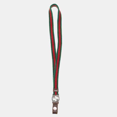 Gucci Green/Red Web Canvas Interlocking G Lanyard Keychain - Gucci - Modalova