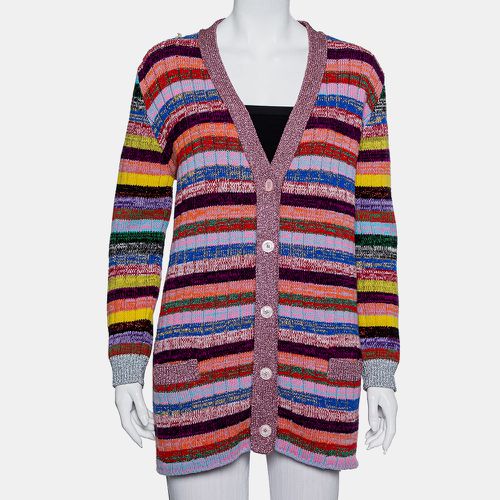 Gucci Multicolor Lurex Knit & Silk Reversible Button Front Cardigan L - Gucci - Modalova