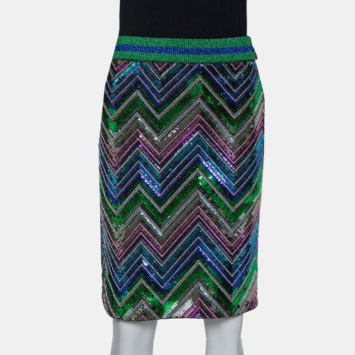 Gucci Multicolor Lurex Knit Chevron Pattern Sequin Embellished Skirt L - Gucci - Modalova