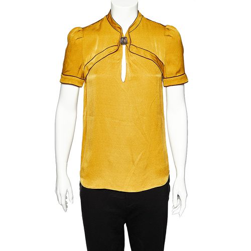 Gucci Mustard Yellow Silk Contrast Trim Top M - Gucci - Modalova