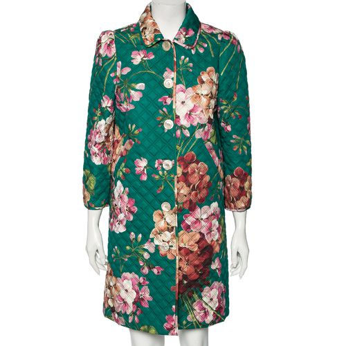 Gucci Green Floral Printed Quilted Cotton Button Front Coat M - Gucci - Modalova