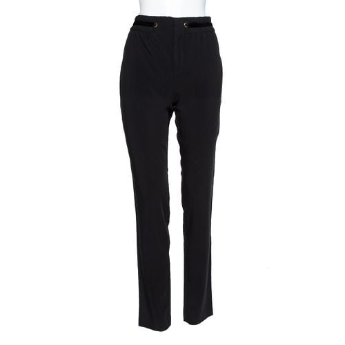 Gucci Black Crepe Velvet Trim Elasticized Waist Detailed Pants M - Gucci - Modalova