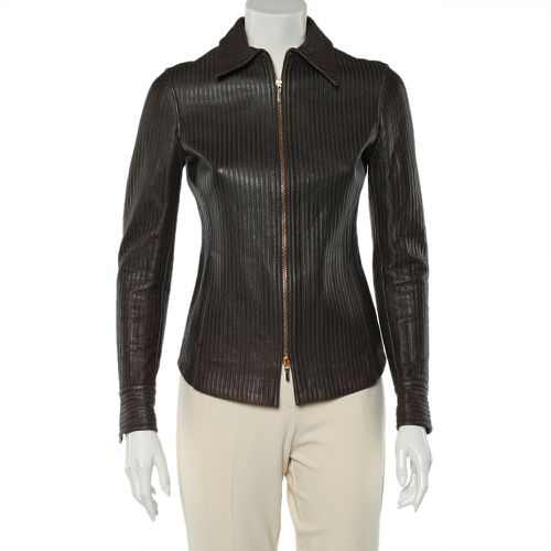 Stitched Leather Zip Front Jacket M - Gucci - Modalova