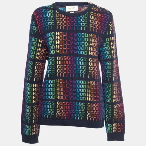 Gucci Navy Blue Multicolor Hollywood Patterned Wool Sweater M - Gucci - Modalova