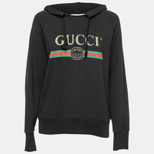 Gucci Black Cotton Blind For Love Embroidered Hoodie XS - Gucci - Modalova