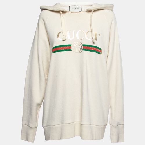 Gucci Cream Cotton Blind for Love Dogs Embroidered Hooded Sweatshirt M - Gucci - Modalova