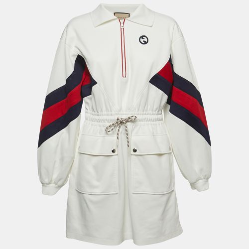 Gucci White Knit Interlocking G Web Detailed Mini Polo Dress M - Gucci - Modalova